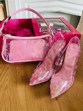 🛍️ALDO X Barbie Pink Clear Heels with Matching Pink Clear Shoulder Bag